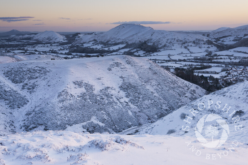 Early morning light on Carding Mill Valley, Church Stretton, Shropshire, England.